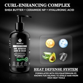 Crema definidora de rizos para hombre – Con manteca de karité, aceite de argán y aloe vera – Crema de peinado ligera para cabello rizado, ondulado y afro – Controla el encrespamiento, secado al aire o con difusor – Sin sensación grasosa, aroma a romero – 250 ml