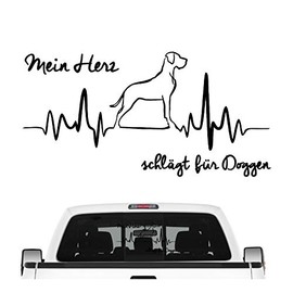 siviwonder Great Dane German Sticker Car Heart Heartbeat Dog Sticker Film Colour Black Size 30 cm