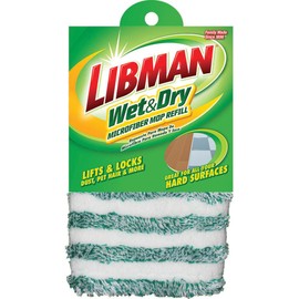 Libman Commercial 119 Microfiber Wet/Dry Floor Mop Refill Pad, Microfiber, 18" Wide, Green and White (Pack of 6)
