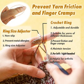 CHarmeFleur 8 Pieces Adjustable Crochet Wool Tension Ring for Crochet, Crochet Ring for Finger, Peacock Cat Crochet Knitting Rings for Tension Crochet Rings for Fingers