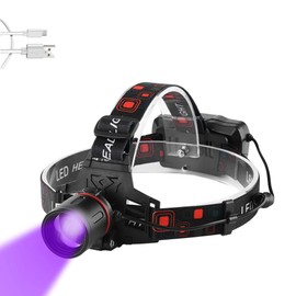 PROFORUS UV Headlamp Rechargeable, Headlamp Ultraviolet Light LED Blacklight Headlight 395nm Head Torch Zoomable for Night Fishing, Scorpions Hunting, Auto Oil and HVAC Leaks (UV+White Light)