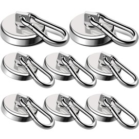 LOVIMAG Magnetic Hooks Heavy Duty, 110LBS Strong Magnetic Hooks Neodymium Magnets with Carabiner Hook, Magnet Hooks with Swivel for Grill, Hangning, Cruise, Kitchen, Garage, Refrigerator (8 Pack)