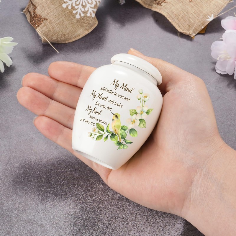 SOITIS Ceramic Mini Urn for Ashes - 2.8 Inch Elegant