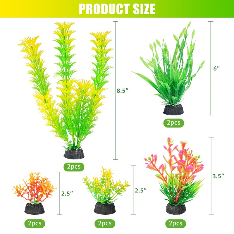 AQUANEAT Artificial Fish Tank Plants, Aquarium Decorations, Yellow Plastic Accessories,