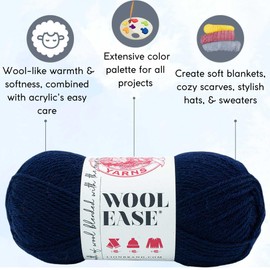 Lion Brand Wool Ease Nightshade 620-010 (3-Skeins - Same Dye Lot) Worsted Medium #4 Acrylic, Wool Yarn for Crocheting and Knitting with Project Bag