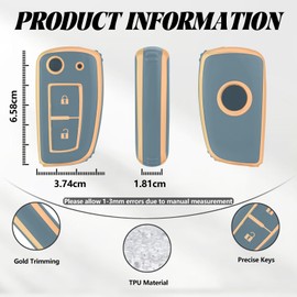 TOOMUME Key Case TPU Car Key Case Fits Nissan Micra K14 Qashqai J11 Juke F15 Xtrail T32 Pulsar C13 Rogue Murano Maxima Altima, Key Cover Protection Key Case - 2 Buttons