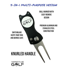 Herramienta plegable de metal con marcador de pelota de golf de alta calidad (negro)