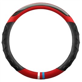 13 Inch Golf Cart Steering Wheel Cover, Anti Slip Breathable Leather Steering Wheel Cover, Comfortable Grip Feeling for EZGO TXT & RXV (Red)