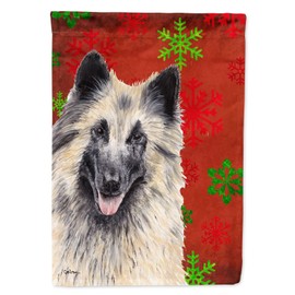 Caroline's Treasures SC9432GF Belgian Tervuren Red and Green Snowflakes Holiday Christmas Garden Flag Mailbox Flag Decorative Yard Flag Banner Outside Patio Artwork Yard Flower Beds, Garden Size, Mul