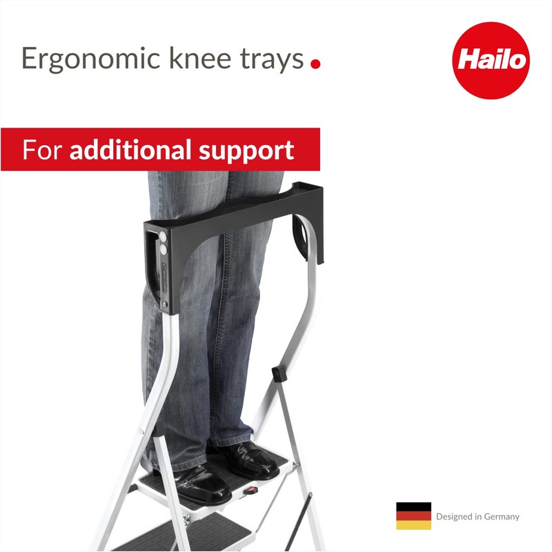 Hailo Safety Plus | Steel Folding Stepladder | Three Large