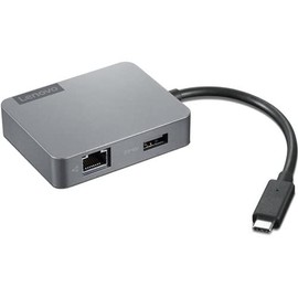 Lenovo USB-C 4 en 1 Travel Hub Gen2, Adaptador multipuerto para HDMI, VGA, USB 3.1, RJ45, Compatible con portátiles USB Tipo C, GX91A34575