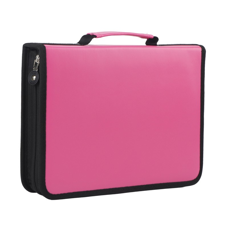 Durable PU Leather Fabric Pencil Case Zipper Pen Bag Art