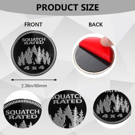 Tecledsn Squatch Badge Rated Car Emblem, Car Exterior Emblems Badge, 4 x 4 Metal Automotive Badge, 3D Round Metal Car Badges Emblems Car Badge Decals Stickers for Vehicle Decorations (SQUATCH RATED-A)