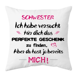 Shoppawhile Sister Gift for Birthday Gifts for Sister Christmas Gift Sister Cushion Cover 40 x 40 cm White