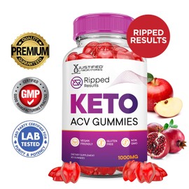 Justified Laboratories Ripped Results Keto ACV Gummies Advanced Formula 1000MG Ripped Results Keto Gummies Apple Cider Vinegar Formulated with Pomegranate Beet Juice Powder B12 Vegan Non GMO 60 Gummys