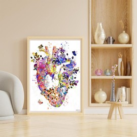 Heart Human Organs 5D Diamond Painting Medical Anatomy DIY Sticking Drill Cross Stitch Kits Crystal Rhinestones Embroidery Medicine Student Gifts 12x16 inch