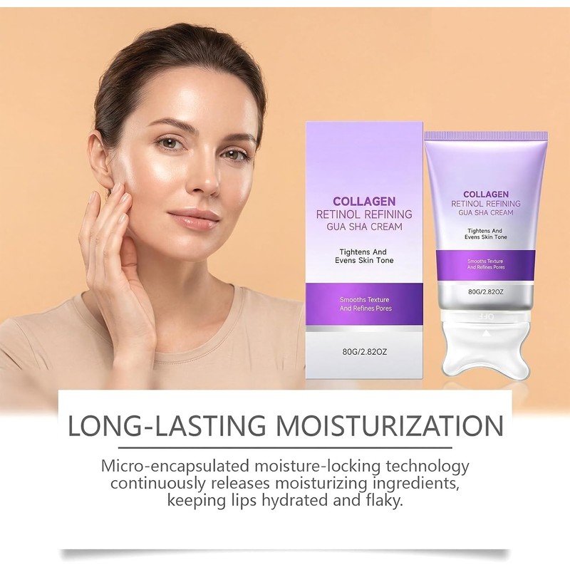 Crema facial reafirmante con Gua Sha, colágeno y retinol –