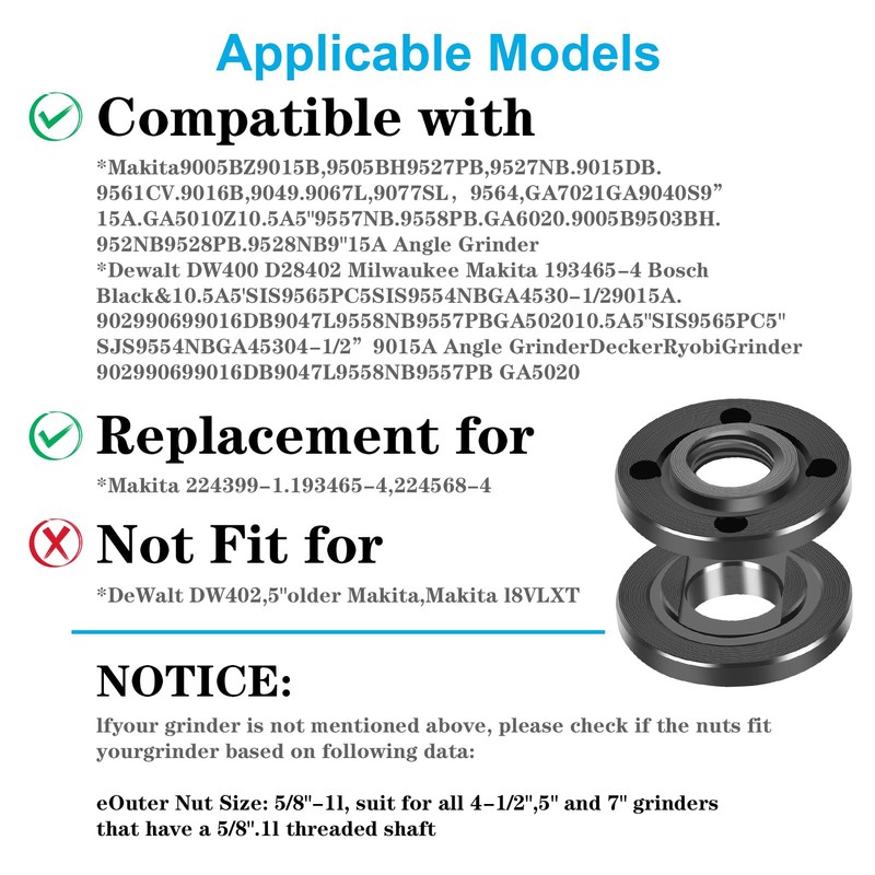 pwkauka 7PCS Angle Grinder Nut Angle Grinder Flange Wrench Kit,