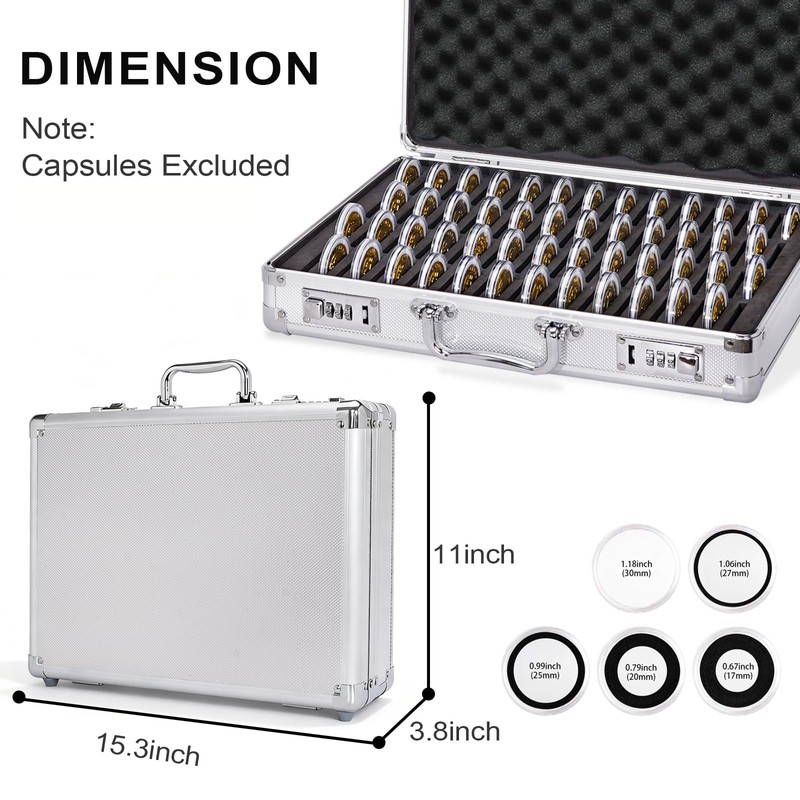 100-Slot Coin Storage Box, Dual Combination Locks, Aluminum Frame