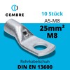 Cembre A5-M8 Tube Cable Lug 25 mm² M8 Uninsulated Tin-Plated
