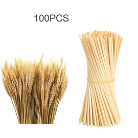 Pack of 100 Natural Straw Straws, Environmentally Friendly and Biodegradable Straw, Reusable, 20 cm / Calibre 4 mm, for Drinks from Bar, Parties, Home, Milk, Cocktail