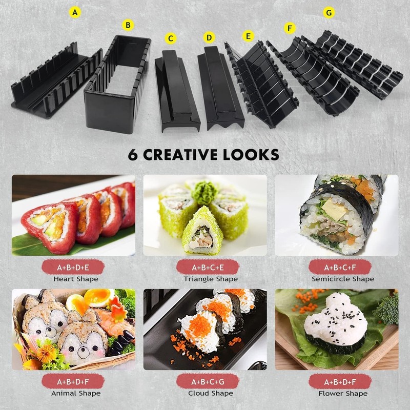 THP DEALS Sushi Making Kit Sushi Maker 12 Pcs Plastic