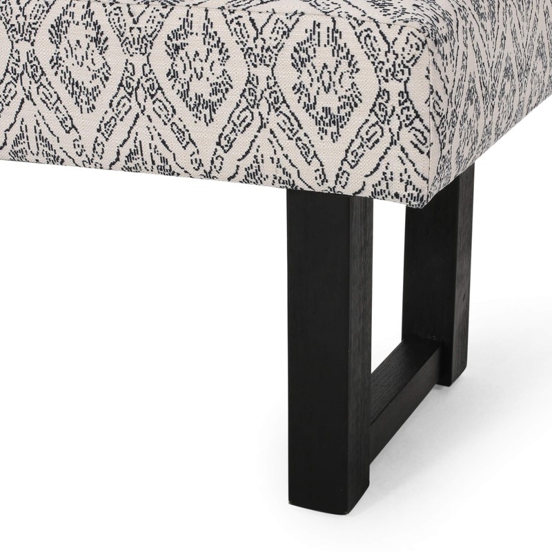 Cassie Boho Fabric Bench, Black Print