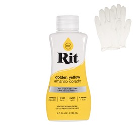 Rit Dye – Liquid Fabric Dye for Crafting, Clothing, and Décor – 8 oz. Bottle – Golden Yellow (Gloves Included)