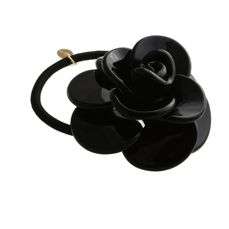 VINGTAINE H-569-BK Monotone Camellia Hair Rubber Flower Flower Hair Accessories,