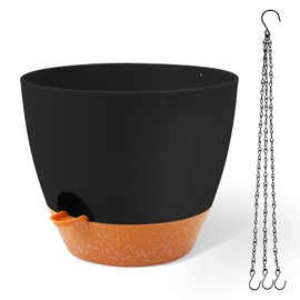 GARDIFE Large Hanging Planter, 12 inch Hanging planters for Indoor. Outdoor Plants, Self Watering Plant Pot, Plant Hanger, Black