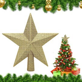 Christmas Tree Topper Star, Christmas Tree Topper Gold, Christmas Tree Topper Star, Christmas Tree Topper, 20 cm Glitter Christmas Tree Topper Decoration, Christmas Tree Topper, for Party, Interior