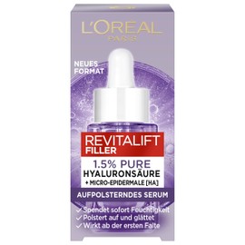 L'Oréal Paris Hyaluronic Serum, Anti-Ageing Face Care, with 1.5 Percent Pure Hyaluronic Acid and Vitamin C, Anti-Wrinkle Face Serum, Revitalift Filler, 15 ml