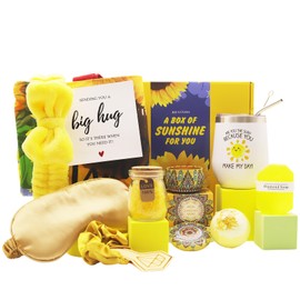 JoyViasss Sunflower Gift Set for Women,Get Well Soon Care Package Gift, Self Care Gifts for Women Her Best Friends Bestie Sister Mom Female, Sunshine Birthday Inspirational Gifts for Women Mother Day