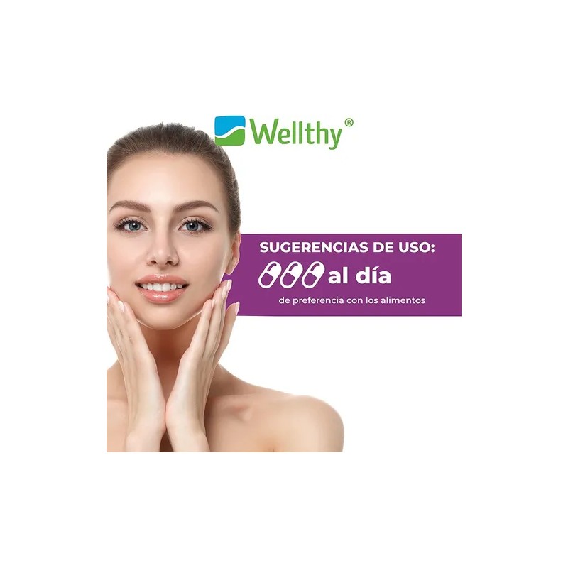 Colágeno Hidrolizado Resveratrol 90 Cápsulas Wellthy – Antioxidante y Rejuvenecedor()