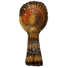 Northeast Harvest Thanksgiving Embossed Turkey Ceramic Spoon Rest