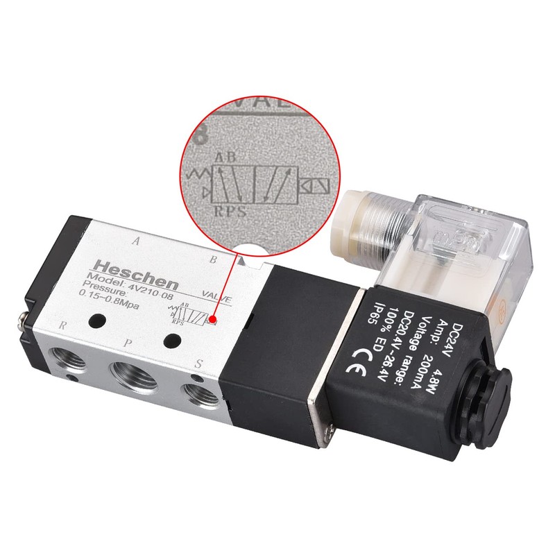 Heschen Electric Pneumatic Solenoid Valve PT1/4 24VDC Coil 4V210-08 5