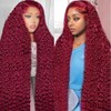 KRKRYQ 99J Burgundy 13x6 Lace Front Wigs Human Hair 28