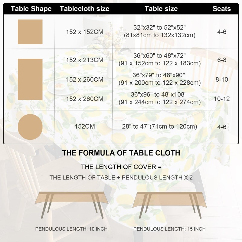 Arquiel Lemon Yellow Rectangular Tablecloth Wipe Clean PVC Waterproof Oilproof