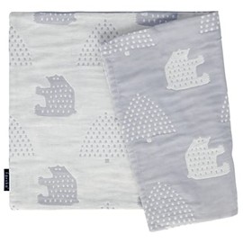 farska FLAGSHIP LINE 746246 Triple Gauze Toddler Pillow Cover (Molino Bear_Sky Gray)