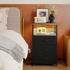 Fixwal Night Stand with Charging Station, LED Nightstand with Fabric