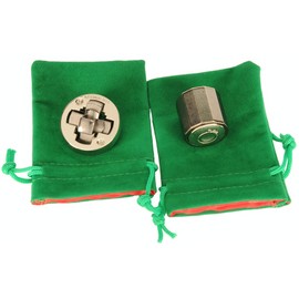 HEX and Tube Hanayama Puzzles, "Nuevo 2023, con bolsas de cordón forradas de terciopelo verde/satén rojo, artículos incluidos