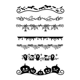 Arbuya Banderas de Halloween con diseño de calabaza, araña, murciélago, sellos transparentes para hacer tarjetas y álbumes de recortes, herramientas de manualidades de papel