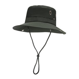 ZLYC Mens Sun Hat Wide Brim Mesh Outdoor Safari Hat Boonie Hats(8cm Brim Solid Army Green)