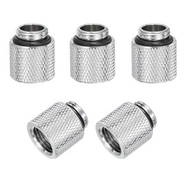 sourcing map Male to Female Extender Fitting G1/4 x 15mm for PC Water Cooling System Silver 5pcs