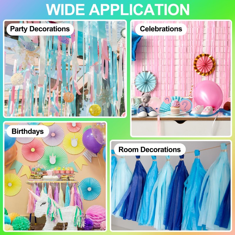 PATIKIL Crepe Paper Streamers, 3 Roll Party Decorations Streamers for