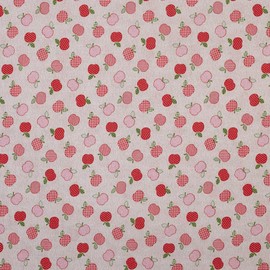 Kt KILOtela - Bedruckter Leinenstoff, Dekoration, Tapisserie, Kissen, Vorhänge, Taschen, Tischdecken, Bastelarbeiten, 100 cm Länge x 280 cm Breite, Meterware, Apfel, Rot, Grün, 1 Meter