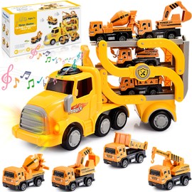 Hapikids Truck Toys Cars for Boys, Construction Toys for 2-6 Year Old Boy Toy Age 1-6 Foldable Toy Truck Birthday Gifts for 2-8 Year Old Boys Vehicles Toys Set for Kids Age 3-8 Year Old Boy Girls
