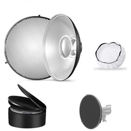 Godox 16.5inch/42cm Silver Beauty Dish Bowens Mount Reflector w/Honeycomb, White Diffuserand Carry Bag, Light Modifier for Bowens Mount Monolight for Godox SK400II, AD600Pro, AD600BM, MS300
