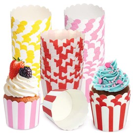 Cupcake Wrapper, Pack of 150 Muffin Cases, Paper Muffin Cases, Mini Muffin Paper Cups, Cupcake Cases, Muffins, Paper Cases for Birthdays, Weddings and Parties (Pink, Red, Yellow)