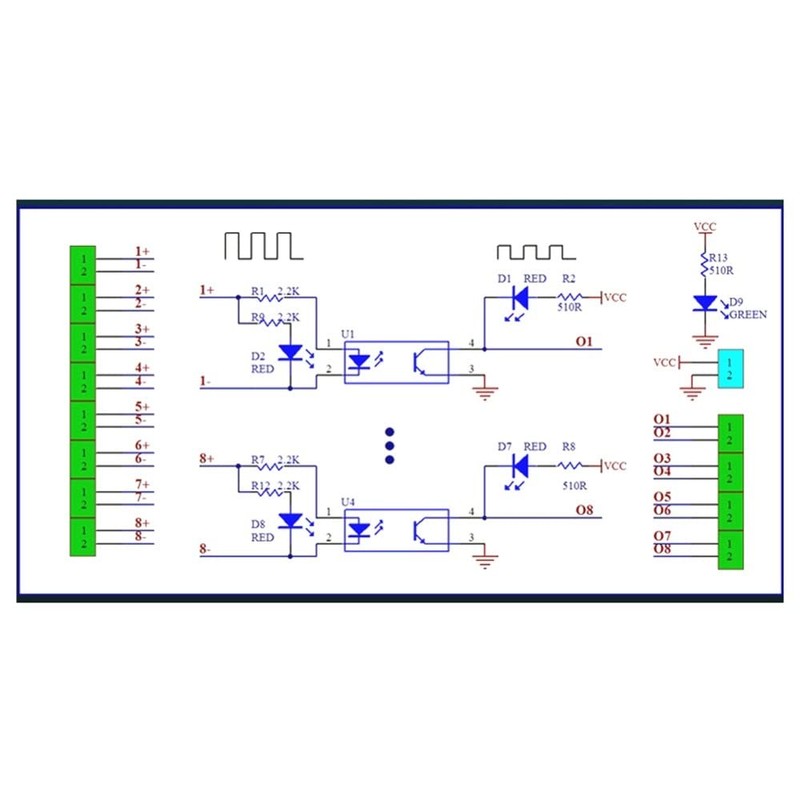 DONGKER Optocoupler Isolated Module,DC 24V to 5V 8-Channel Optocoupler Relay